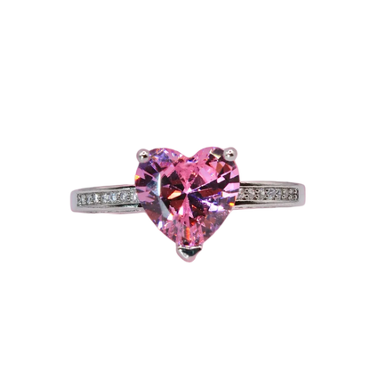 Pink Crystal Heart Ring