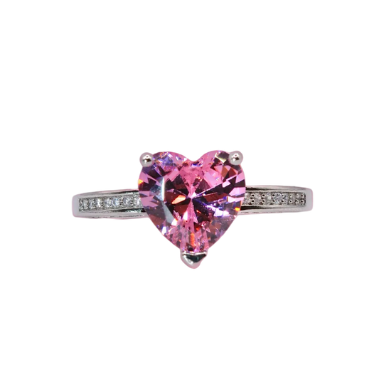 Pink Crystal Heart Ring
