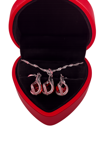 Jewel Necklace Set (Red)