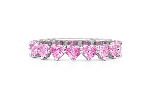 Pink Heart Chain Ring