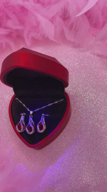 Jewel Necklace Set (Red)